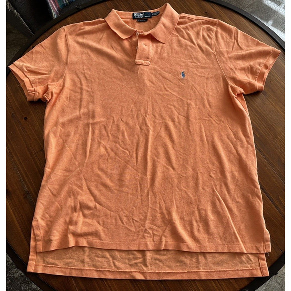 Ralph Lauren Polo Golf Shirt Custom Fit Mens XL Orange w/Blue Pony Short Sleeve - Picture 2 of 11
